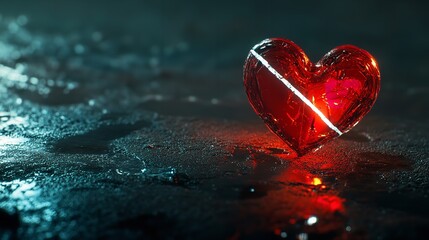 Red Diamond Heart on Black