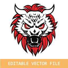 devil samurai emblemless mascot japanese on a black background and transparent, premium vector samurai japanese