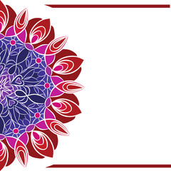 Image of half of mandala with space for your inscription. Suitable for postcard, invitation, wishes.
