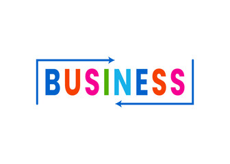 Colorful BUSINESS Letters Framed by Opposing Arrows Dynamic Corporate Concept Design