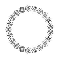 abstract floral frame with decorative flowers isolated on white 