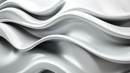 Obraz premium Smooth White Waves of Curved Fabric or Paper Abstract Background