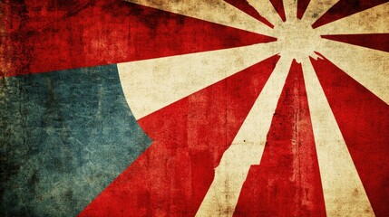 Distressed flag with sunburst design