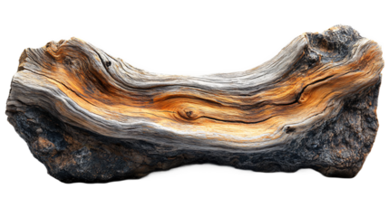 Natural driftwood piece with organic form isolated on transparent background for coastal styling, beach inspired art, and eco-friendly decorations