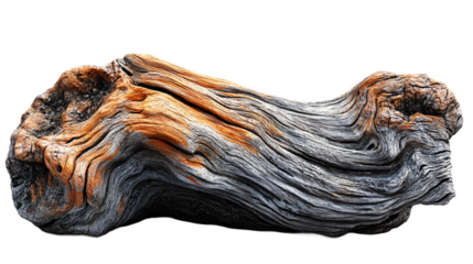Unique driftwood piece with weathered patina isolated on transparent background ideal for coastal styling, rustic decor, and natural art elements