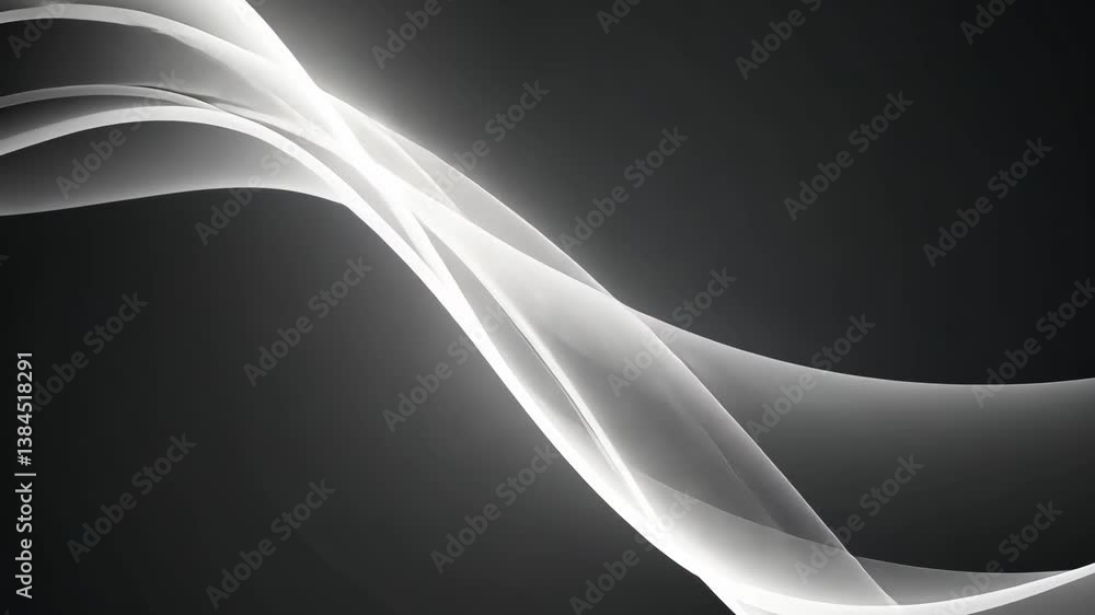 Poster abstract light wave background with flowing curves on dark gray backdrop