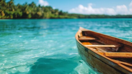 a small boat floating on top of a lake