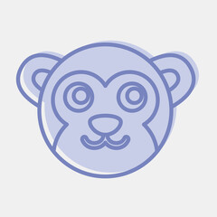 Icon monkey face. Chinese Zodiac elements. Icons in two tone style. Good for prints, posters, logo, advertisement, decoration,infographics, etc.