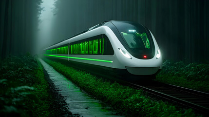 Naklejka premium Intelligent transportation, vertical gardens, and renewable innovation are all features of this smart, sustainable city.