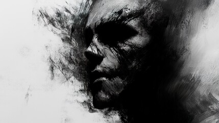 Dark Abstract Portrait: A Study in Pain and Emotion