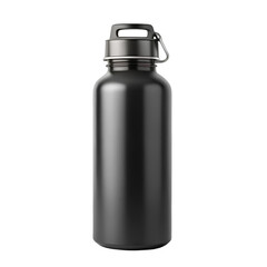 Black water bottle mockup isolated on transparent background  
