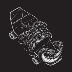 illustration snake and skateboard