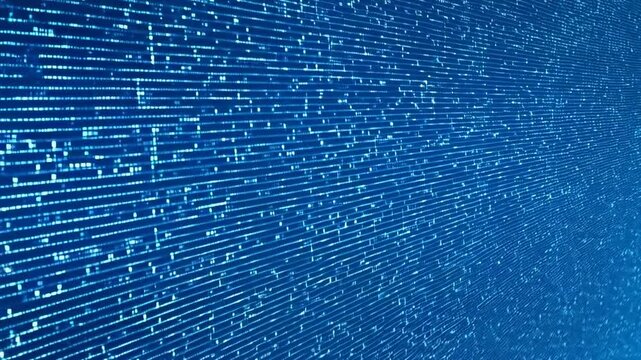 An abstract image depicting a digital binary code in shades of blue. The image evokes a sense of technology, data, and complexity