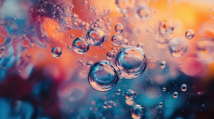 Abstract Colorful Bubbles: Macro Photography of Liquid