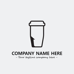 Cup illustration black and white for logo company vector image
