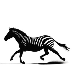 Running Zebra Silhouette Vector Art