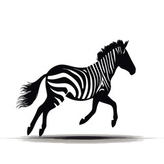 Running Zebra Silhouette Vector Art