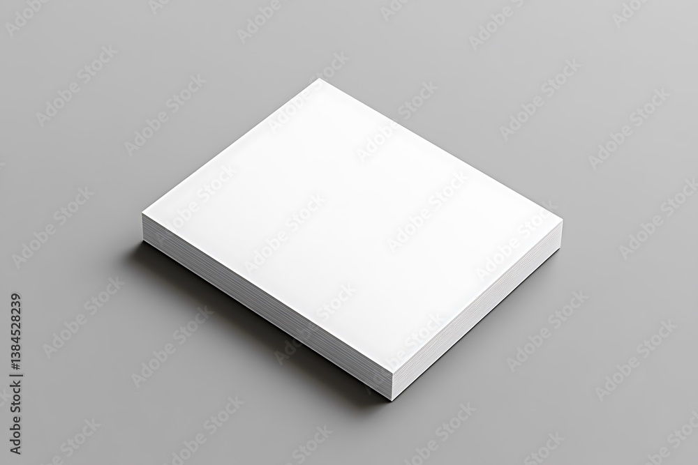 Poster stack of white paper sheets pile on gray background clean blank pages minimal design