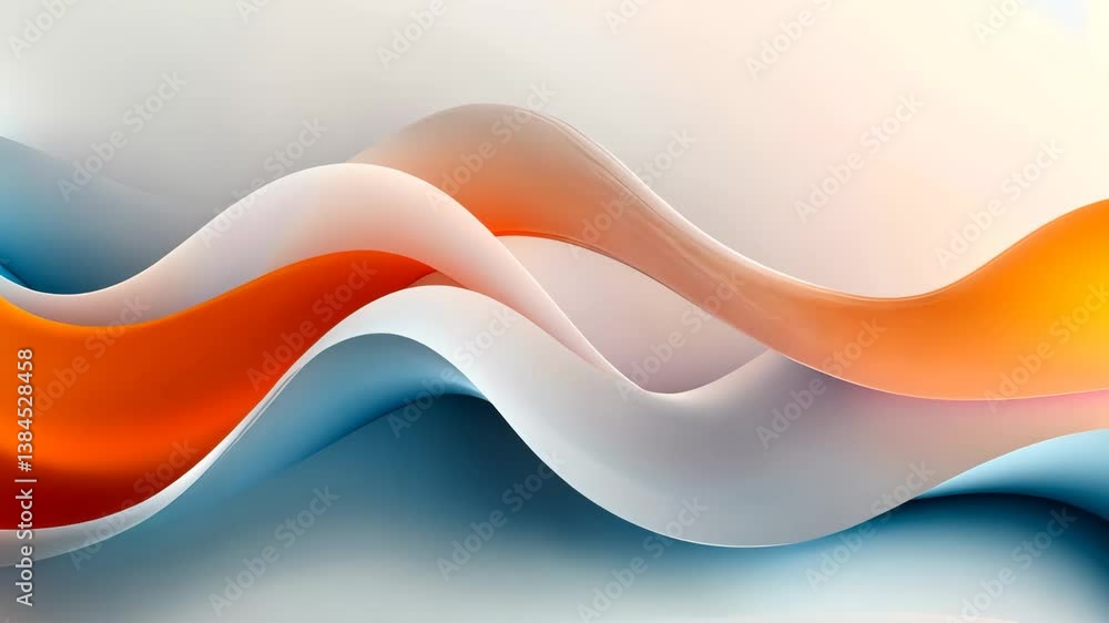 Poster abstract wavy gradient background in orange white and blue color palette creates a dynamic flowing d