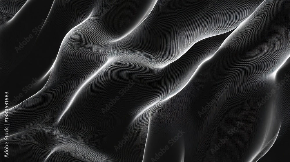 Leinwandbilder Minimalist black and white abstract pattern with fine lines and smooth spacing in modern digital design style