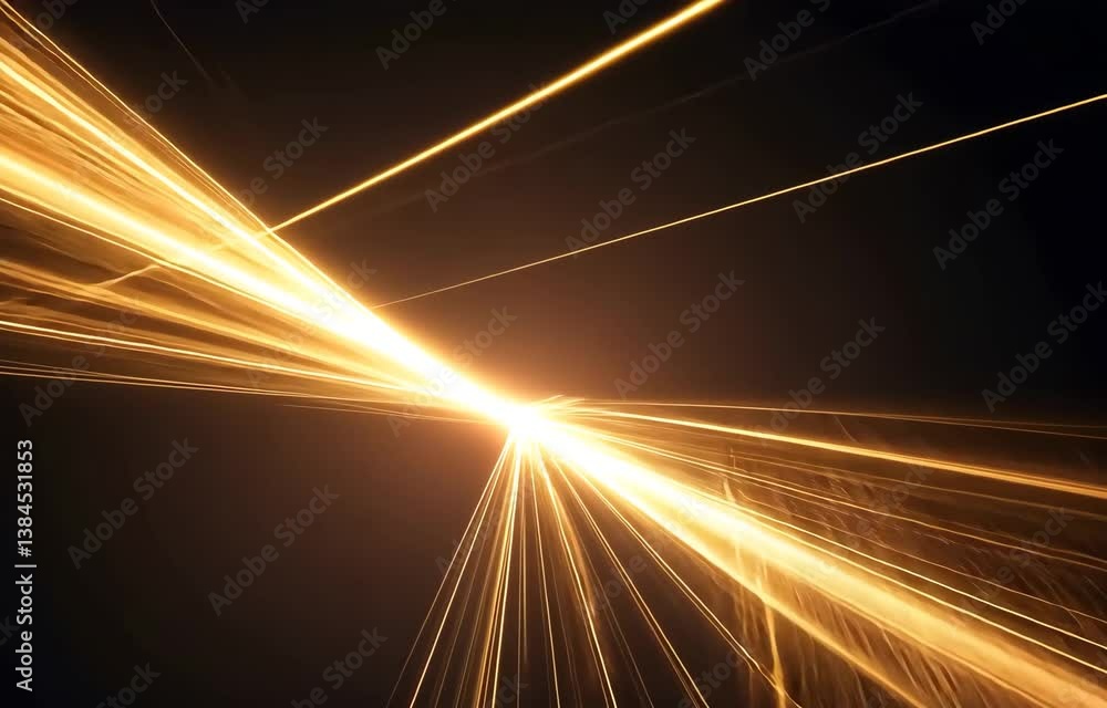 Poster streaks of golden lights in motion on dark background abstract pattern for futuristic design