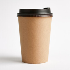 A product photograph of a disposable coffee cup against a pure white background with a soft shadow beneath it
