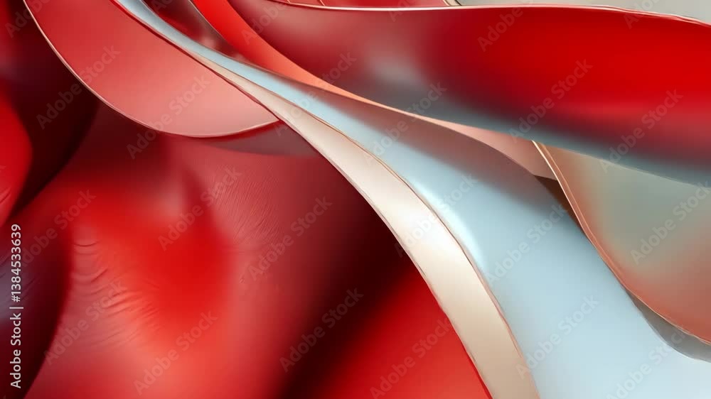 Poster abstract curving red and white fabric with smooth texture and elegant look