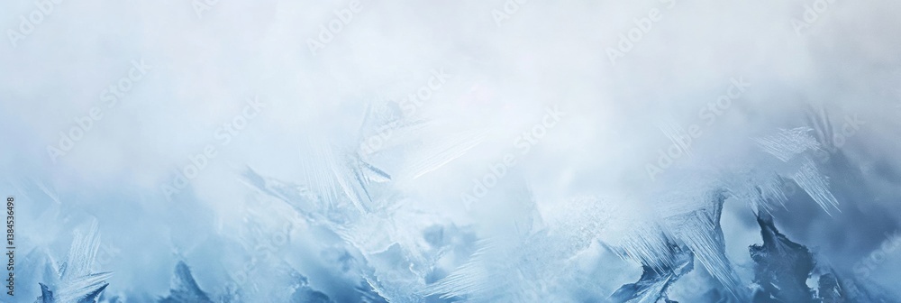 Aufkleber macro capture of intricate frozen ice crystals featuring delicate patterns and a soft blue-white gra