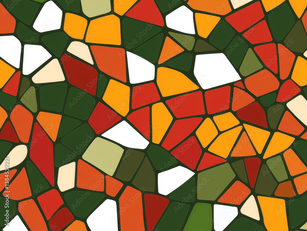 Poster abstract autumnal mosaic pattern with irregular shapes