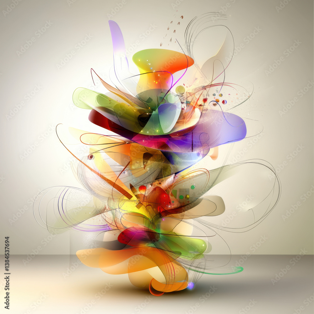 Poster abstract colorful swirling shapes and lines dynamic composition