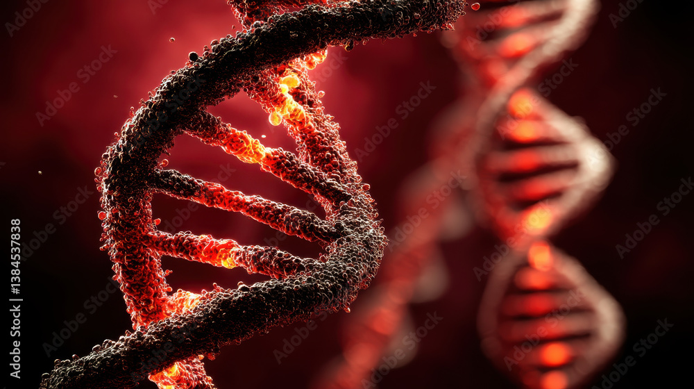 Poster intricate beauty of dna strands forms stunning helix structure that captivates imagination, showcasi