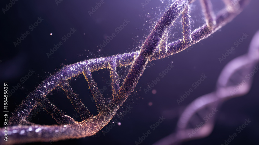 Poster intricate beauty of dna strands forms stunning helix structure that captivates imagination and highl