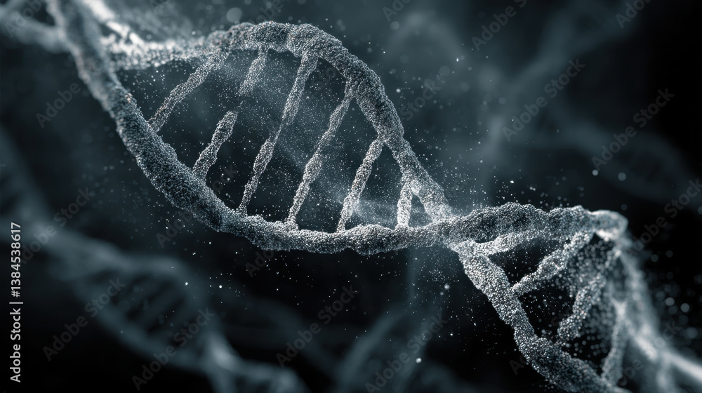 Poster image showcases stunning representation of dna strands, highlighting intricate helix structure that 