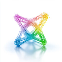 Abstract Rainbow Lines Forming Star Shape on White Background