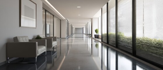 Obraz premium Modern Office Hallway with Natural Light