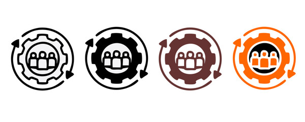 Obraz premium Set of management business organization line icon. Organization thin line icon set. Containing human resource group, teamwork, leadership, connection or communication. vector illustration transparant