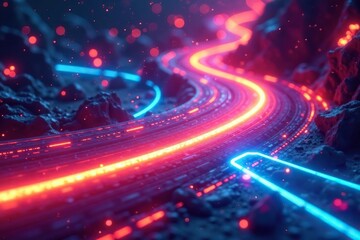 Fototapeta premium Abstract swirling colors forming a vibrant race track , texture, whirl