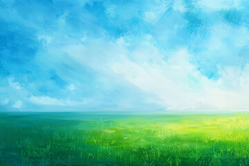 Abstract background of blue sky and green field