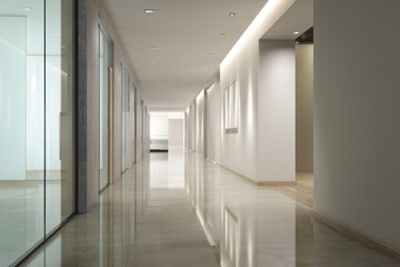 Tranquil Corporate Hallway with Soft Lighting