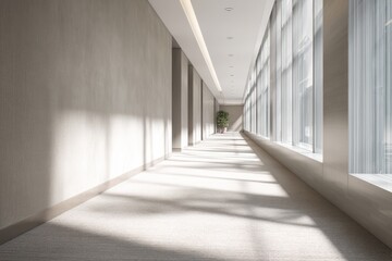 Fototapeta premium Tranquil Corporate Hallway with Soft Lighting