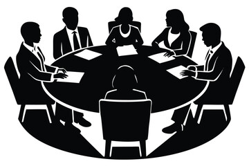 Students Group Studying at a Round Table Illustration

