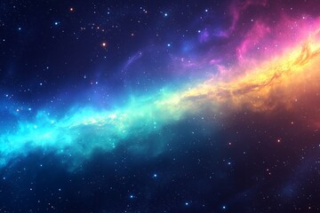 Fototapeta premium A colorful galaxy with a rainbow of colors and a lot of stars. Space pastel concept.
