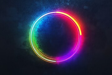 Obraz premium Glowing Circle on Dark Texture Background, Vibrant Neon Color Spectrum Design