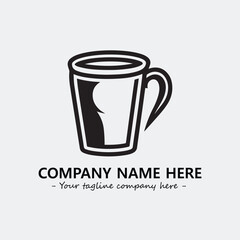 Cup illustration black and white for logo company vector image
