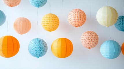 Pastel Paper Lanterns Hanging Decoration