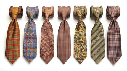 Collection of Six Elegant Men's Neckties with Varied Patterns and Colors