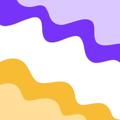 Aesthetic background of hand-drawn layered purple and yellow waves	