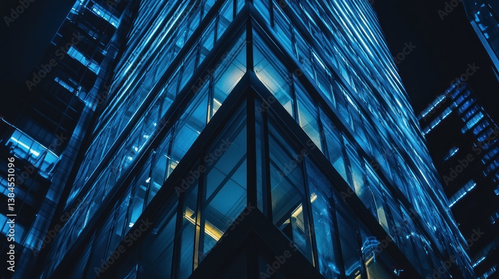 Poster angular ascension: capturing the modern architectural apex with blue hues