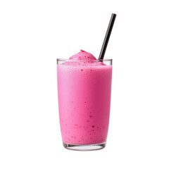 Refreshing pink smoothie in a glass with a straw, perfect for summer. isolated against a transparent background.