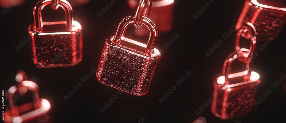 Poster a close-up view of shiny red locks suspended against a dark background, creating a captivating and m
